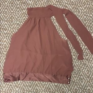 Sleeveless turtleneck - fancy shirt - mauve